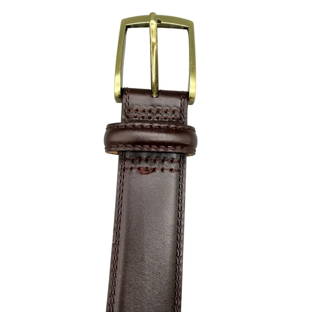 Lands' End Men's Dress Belt Sz 38 Glove Dark Brown Cowl Leather 472993 Classic